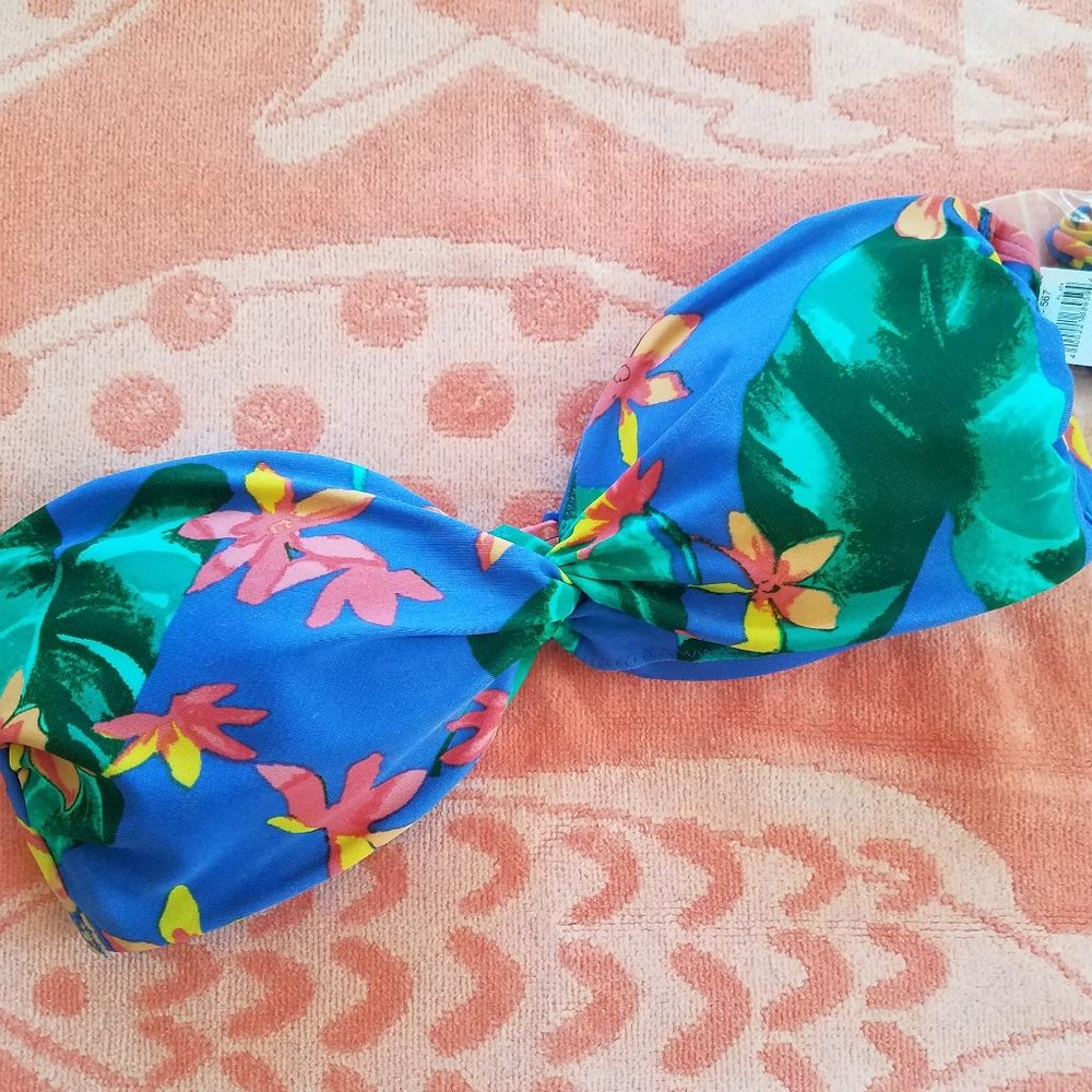 NWT Aerie Tropical Floral Bandeau Bikini Small